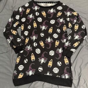 The Nightmare Before Christmas Pajama Top Womens M Black Fleece Jack Skellington